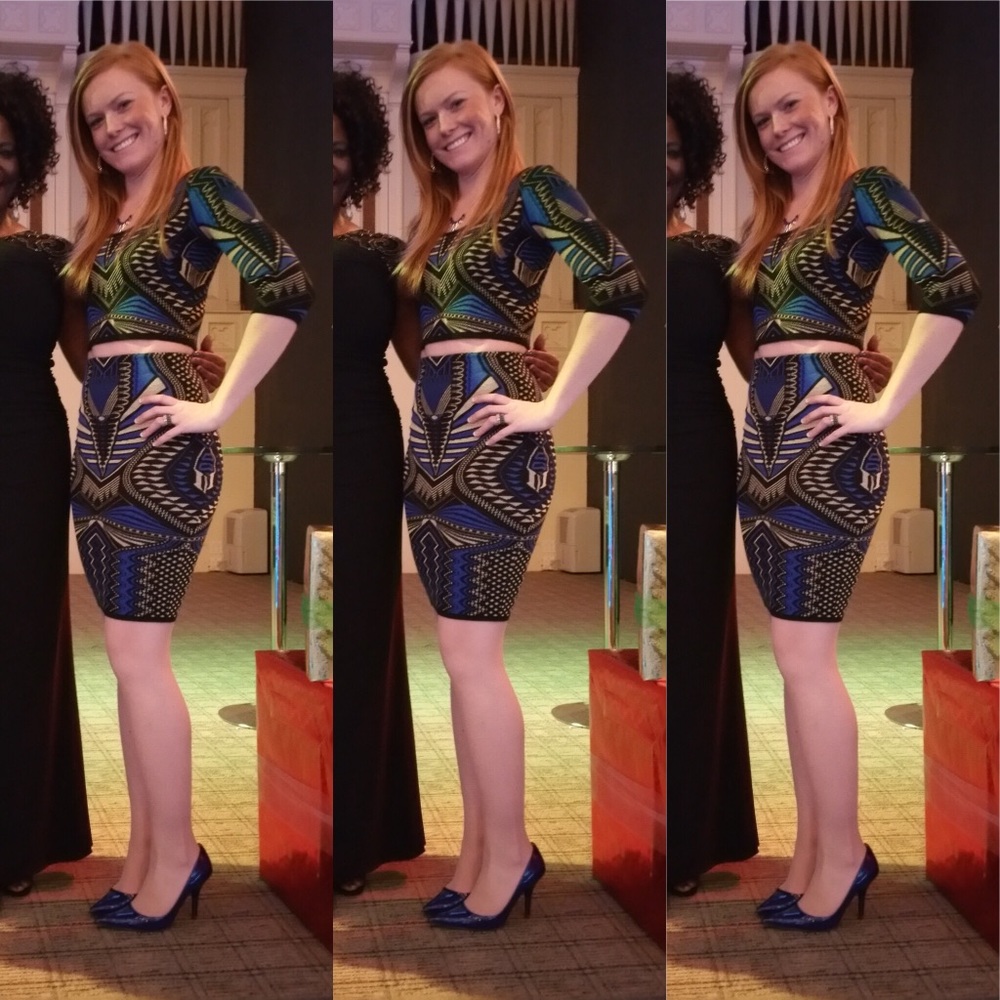 2 Piece Crop Blue Sweater Dress
